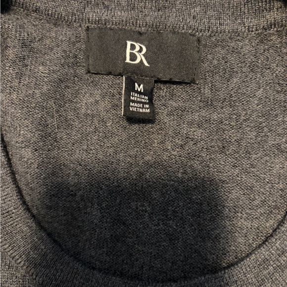 Banana Republic Men's Charcoal Italian Marino Wool Crewneck Sweater - Picture 2 of 2